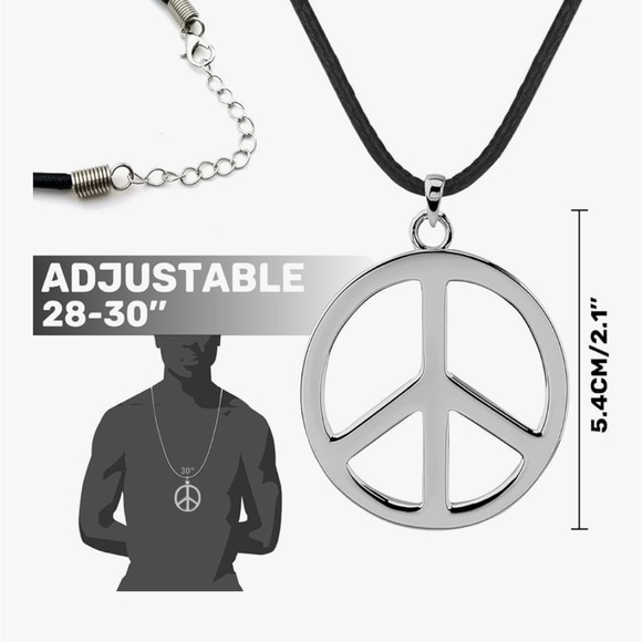 Hippie Costume Red Headband and Pink Sunglasses & long brown hair wig - Picture 6 of 7